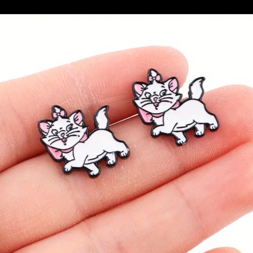 Disney The Aristocats Marie Stud Earrings, Cat Earrings, Persian Cat Earrings